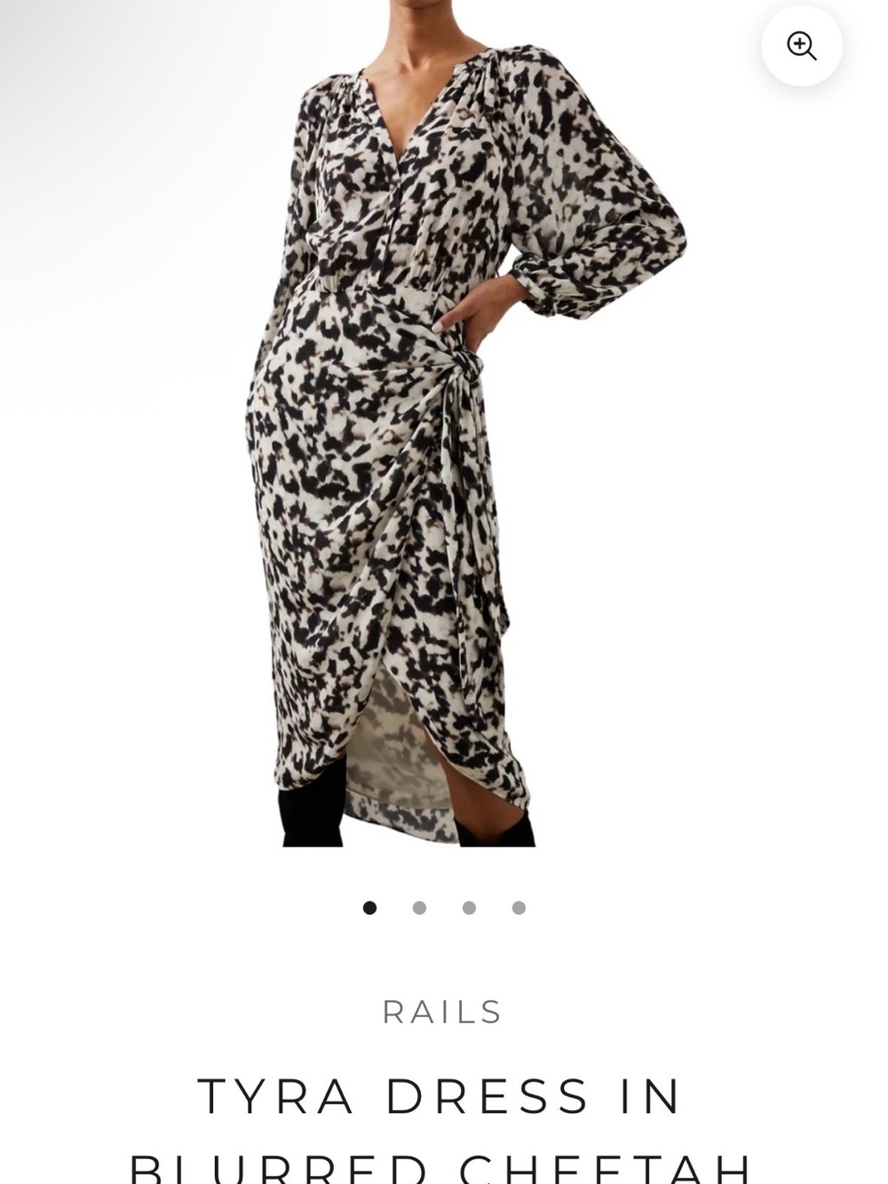 Rails Blurred Cheetah Wrap Dress in Black and Cream Size XS